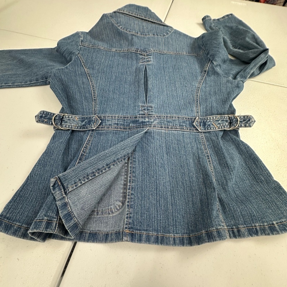 AC3998 Women's Y2K Collared Long Sleeve Denim Jean Jacket Large - Picture 9 of 12